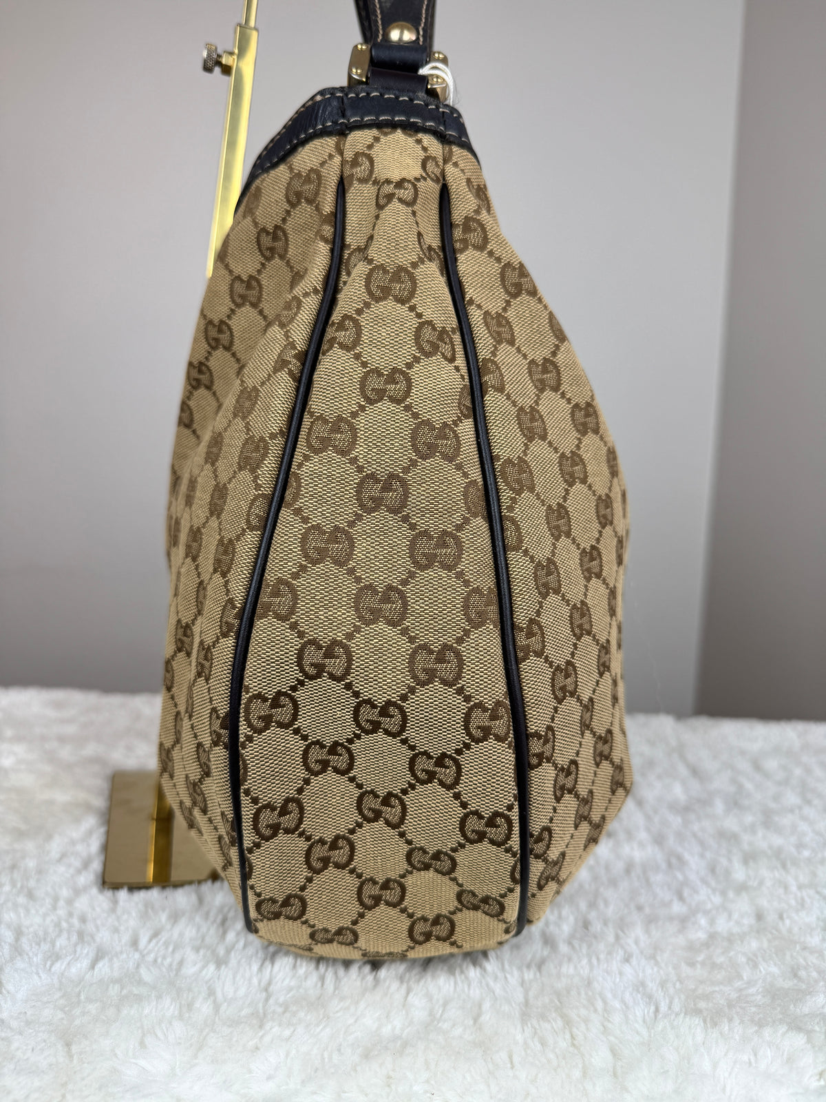 GUCCI Web Hobo New ladies GG Canvas Dark Brown