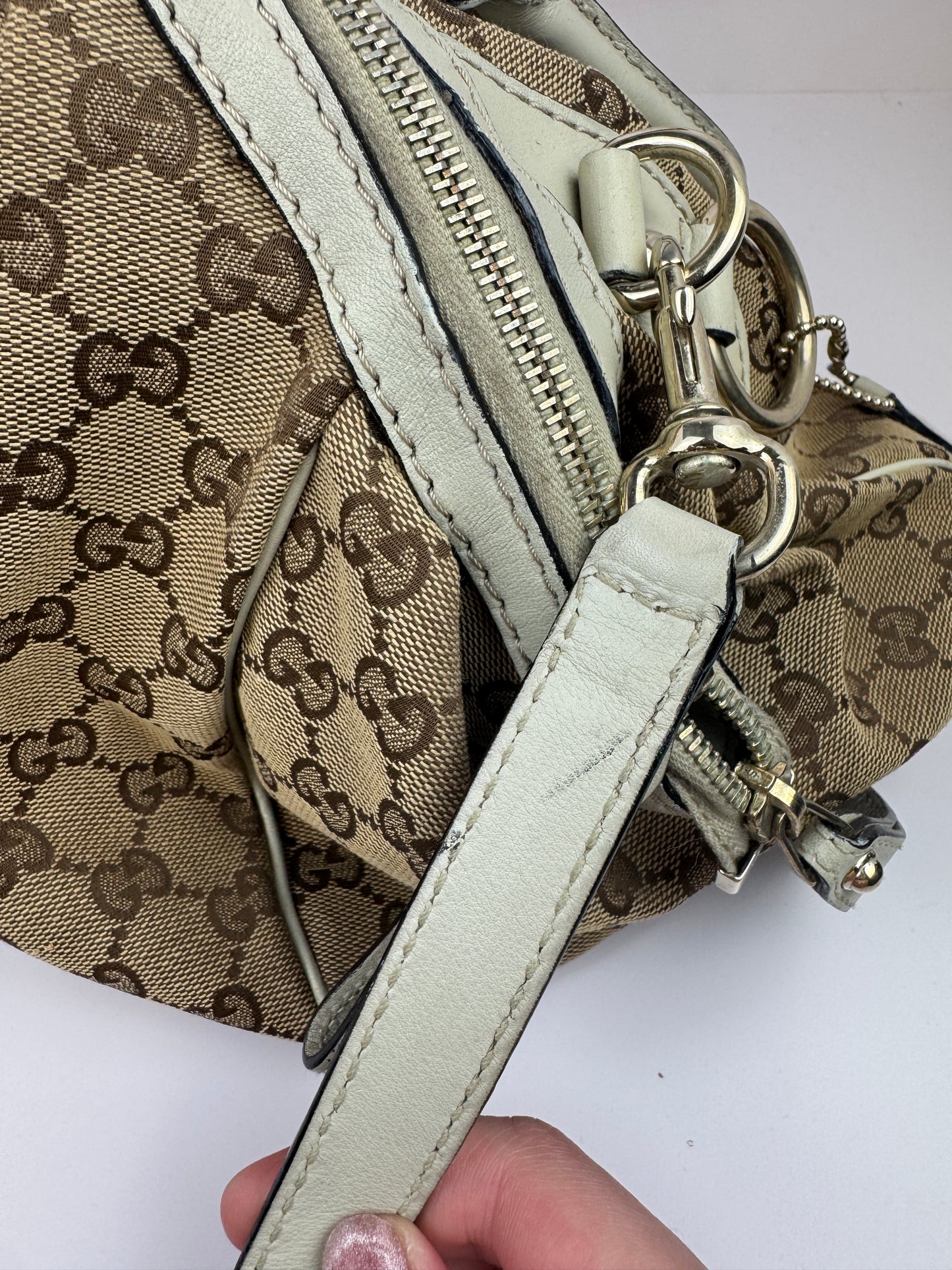 Gucci Sukey Boston GG Canvas White