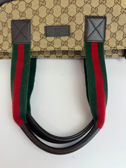 Gucci Web Stripe Diaper Tote GG Canvas
