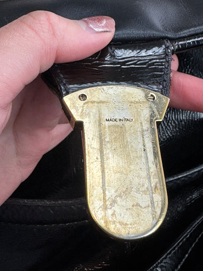 FENDI Patent Fly Shoulder Bag Black