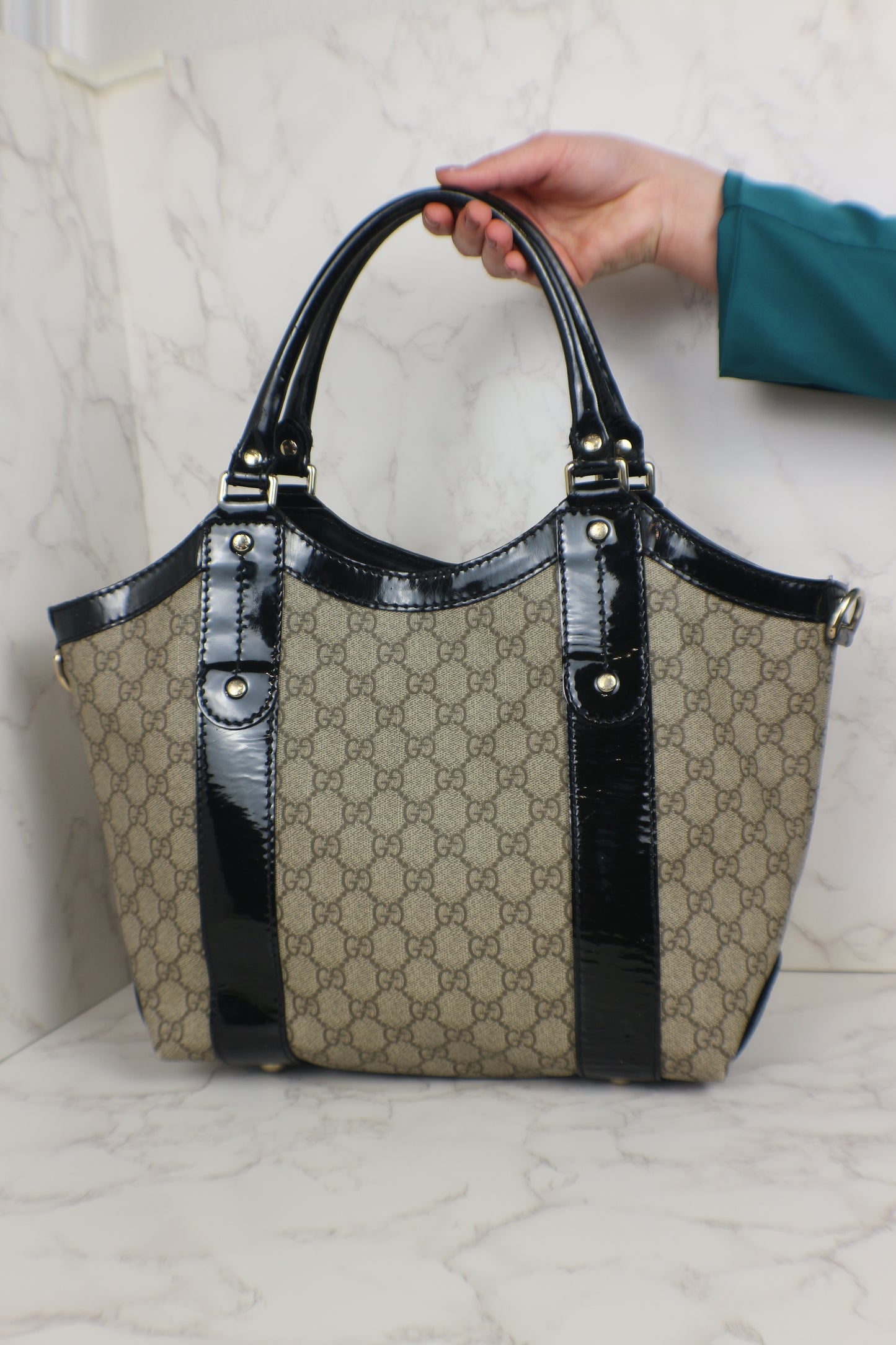 Gucci GG Supreme Ribbon Tote Coated Canvas Bag