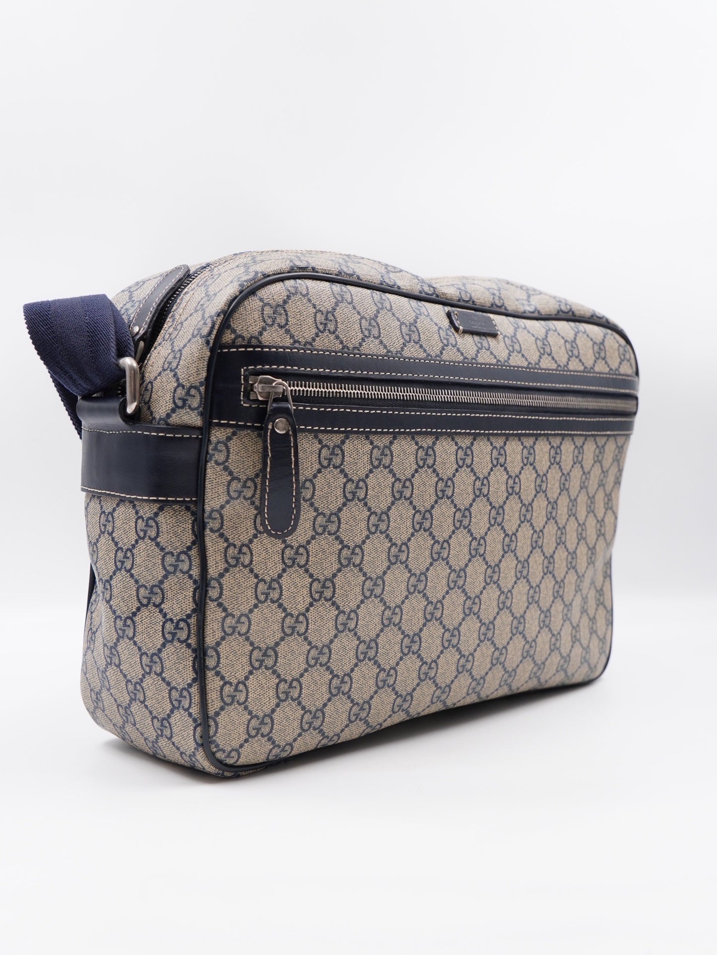 Gucci Front Zip Large Messenger Navy