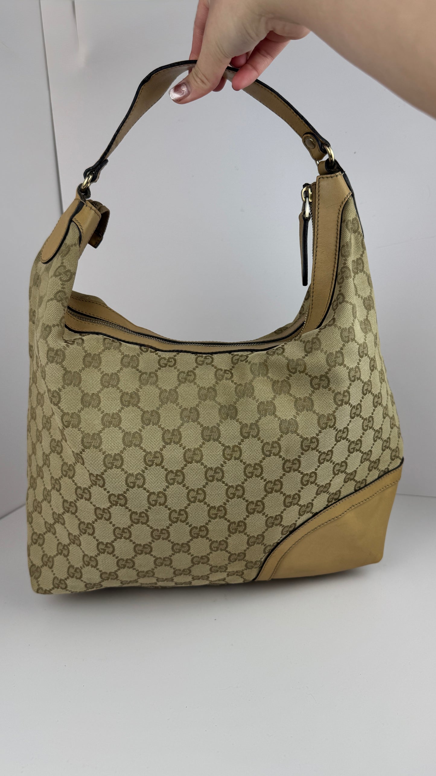 Gucci Beige GG Canvas Horsebit Tassel Hobo