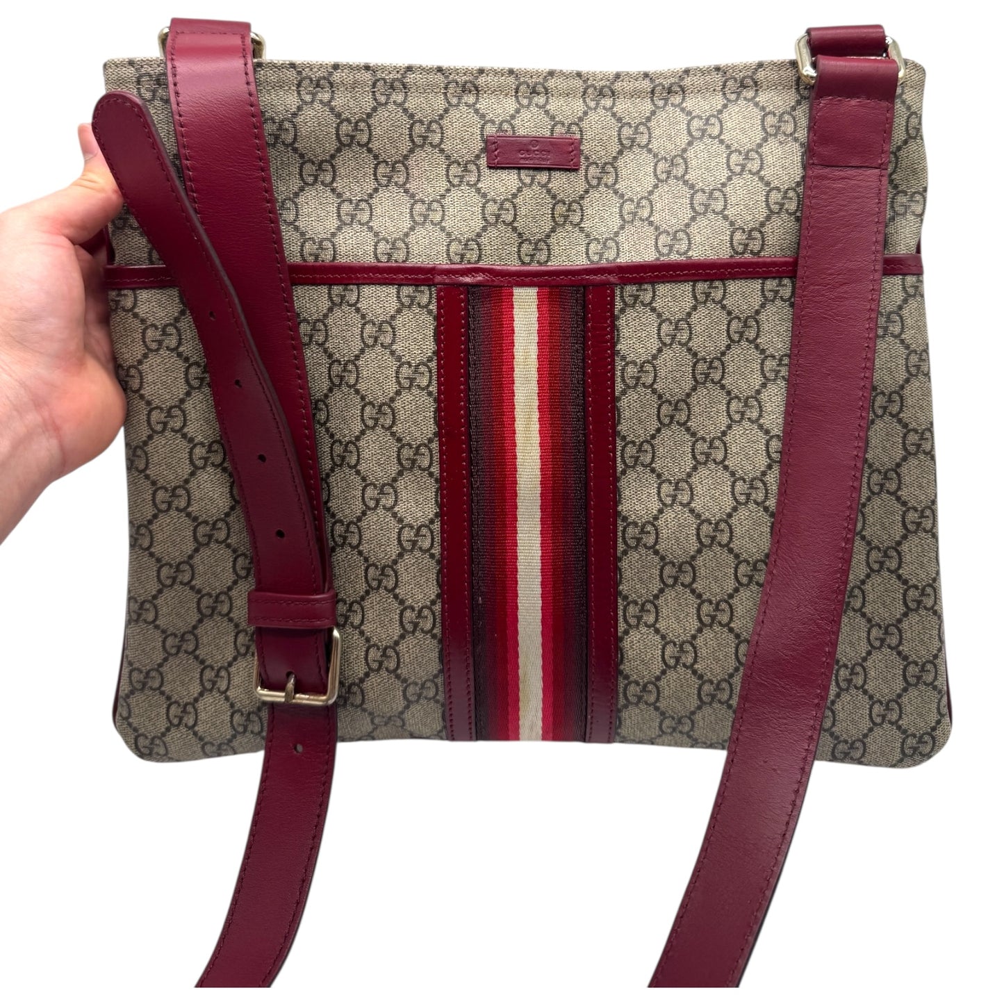 Authentic Gucci Supreme Web Flat Messenger Bag