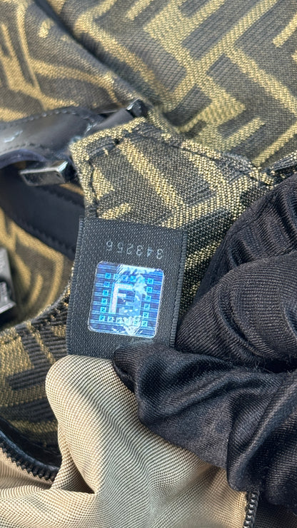 Fendi Zucca Canvas Leather Trim Tote Bag