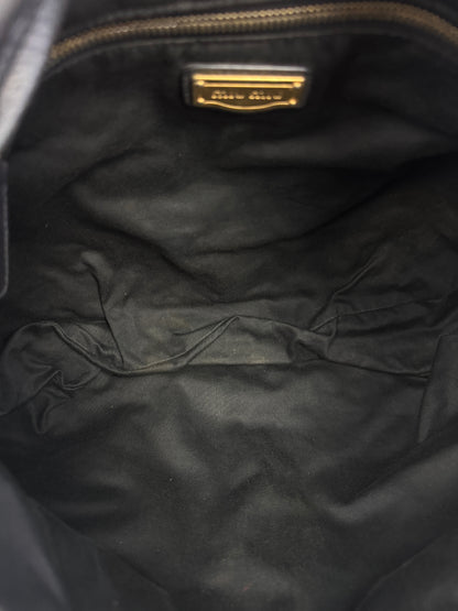 MIU MIU Nappa Matelasse Coffer Hobo Black