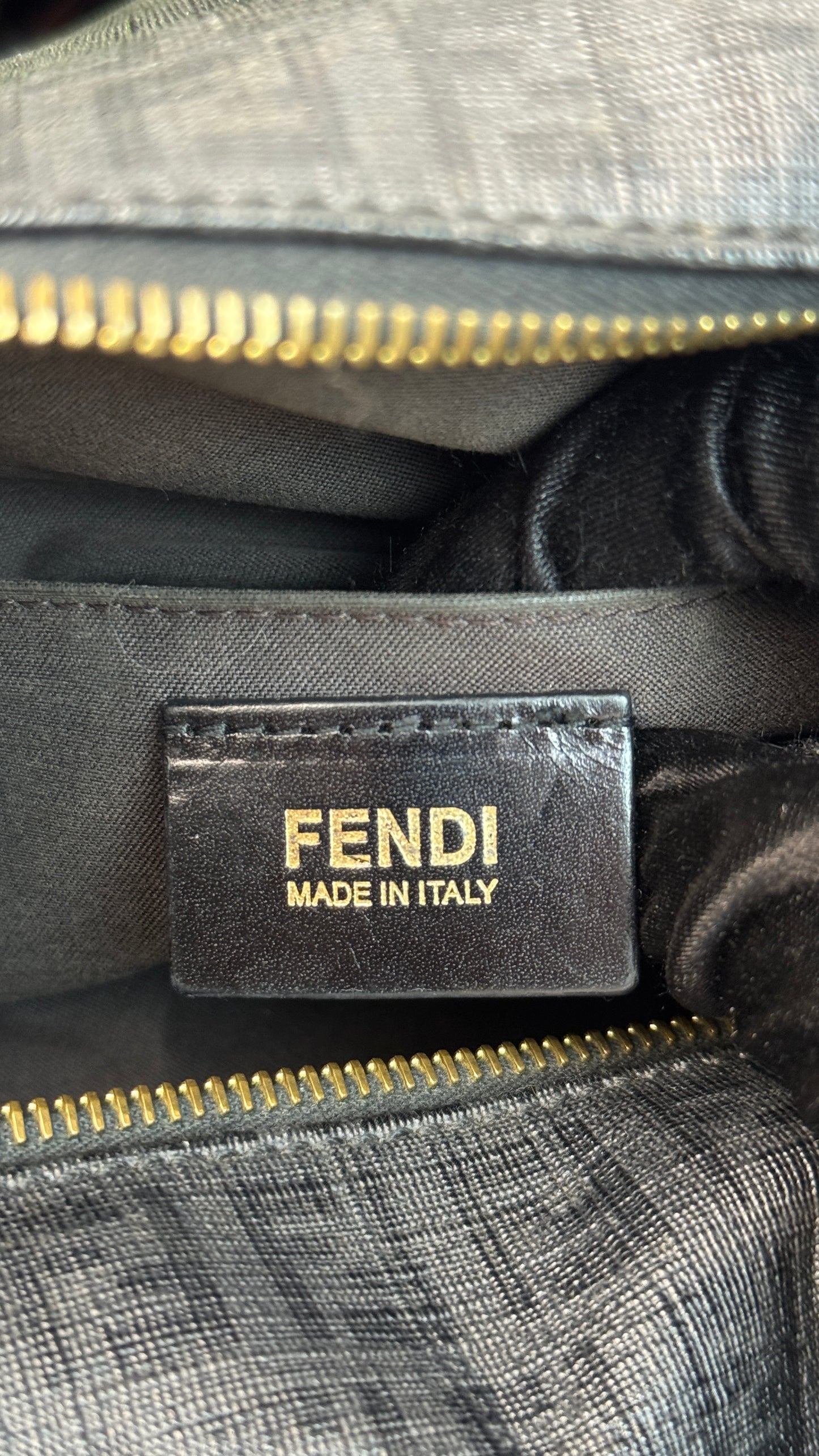 Fendi Zucca Canvas Leather Trim Boston