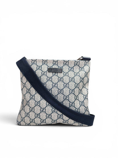 Gucci Zip Top Crossbody Coated Canvas Navy
