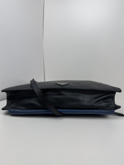 Prada Saffiano Business Briefcase two tone Black& Blue