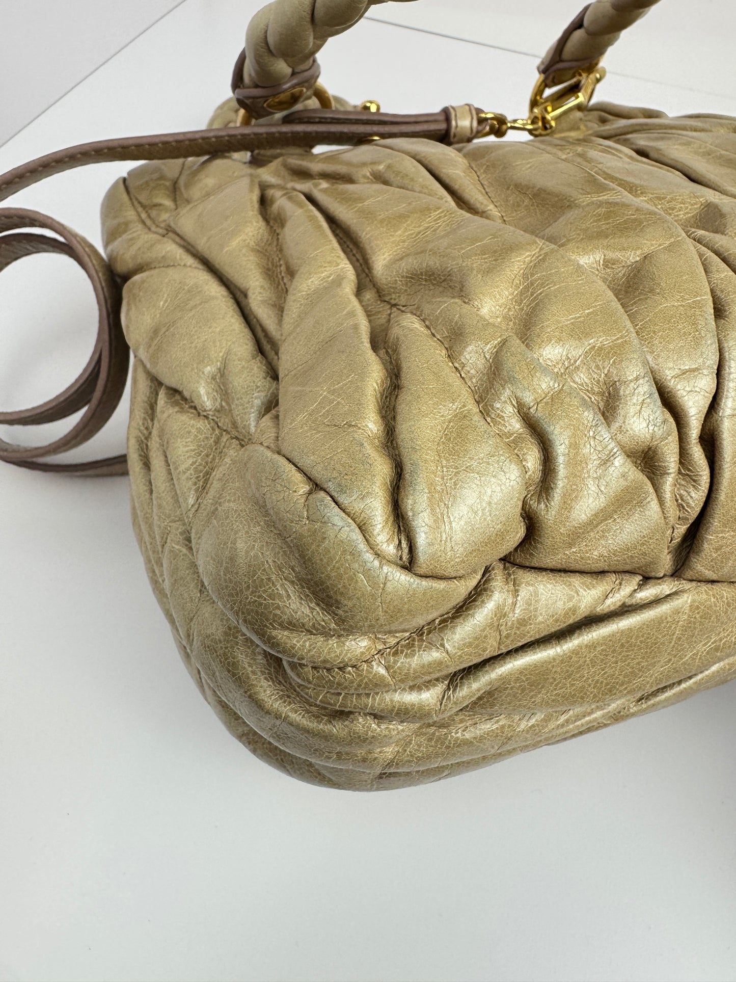 Miumiu Matelasse handle beige leather