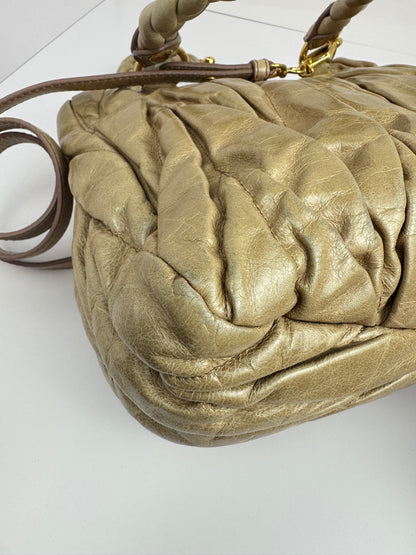 Miumiu Matelasse handle beige leather
