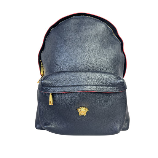 VERSACE La Medusa Backpack in Navy Leather