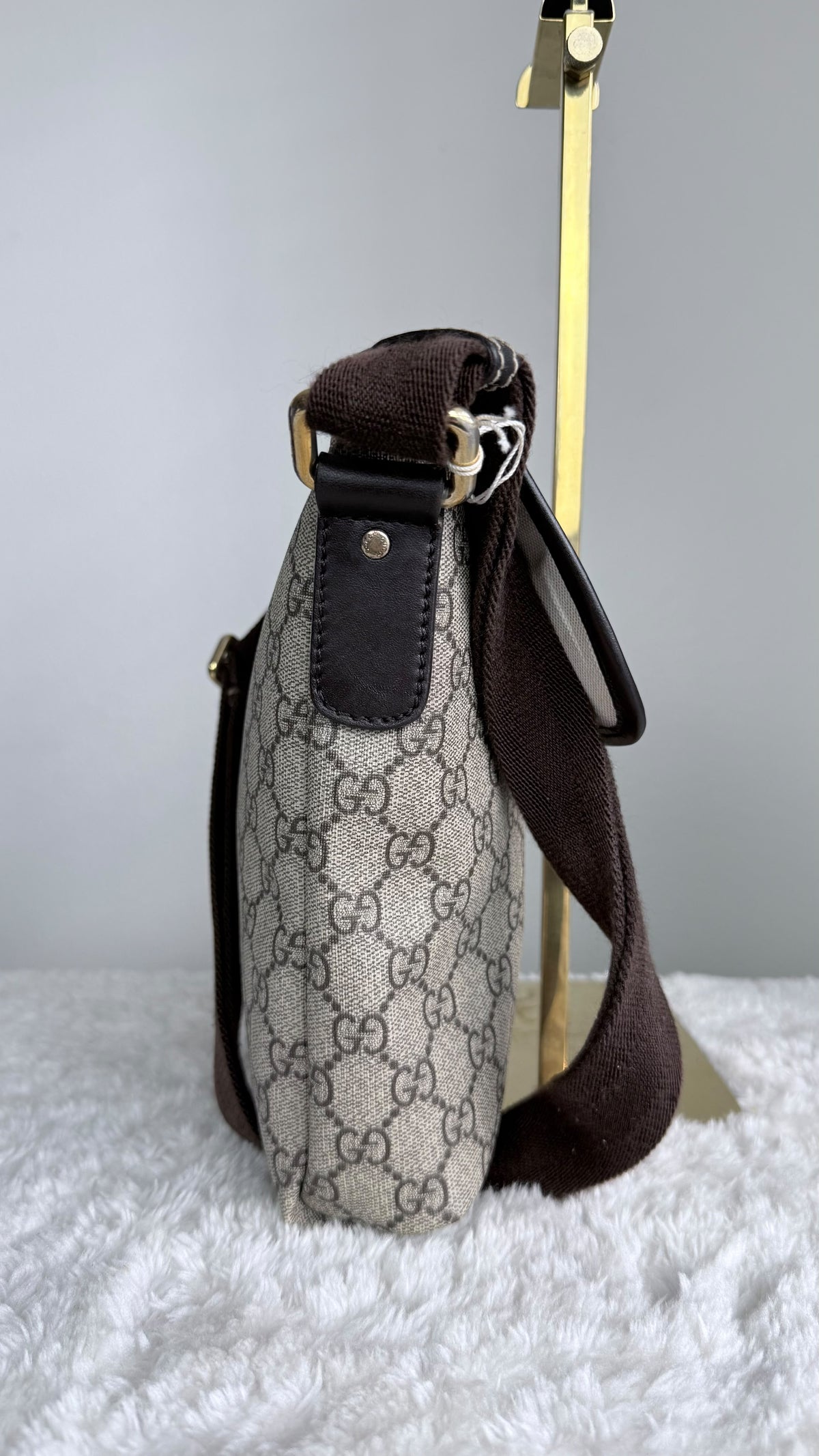 GUCCI Flap Crossbody GG Supreme Coated canvas Brown