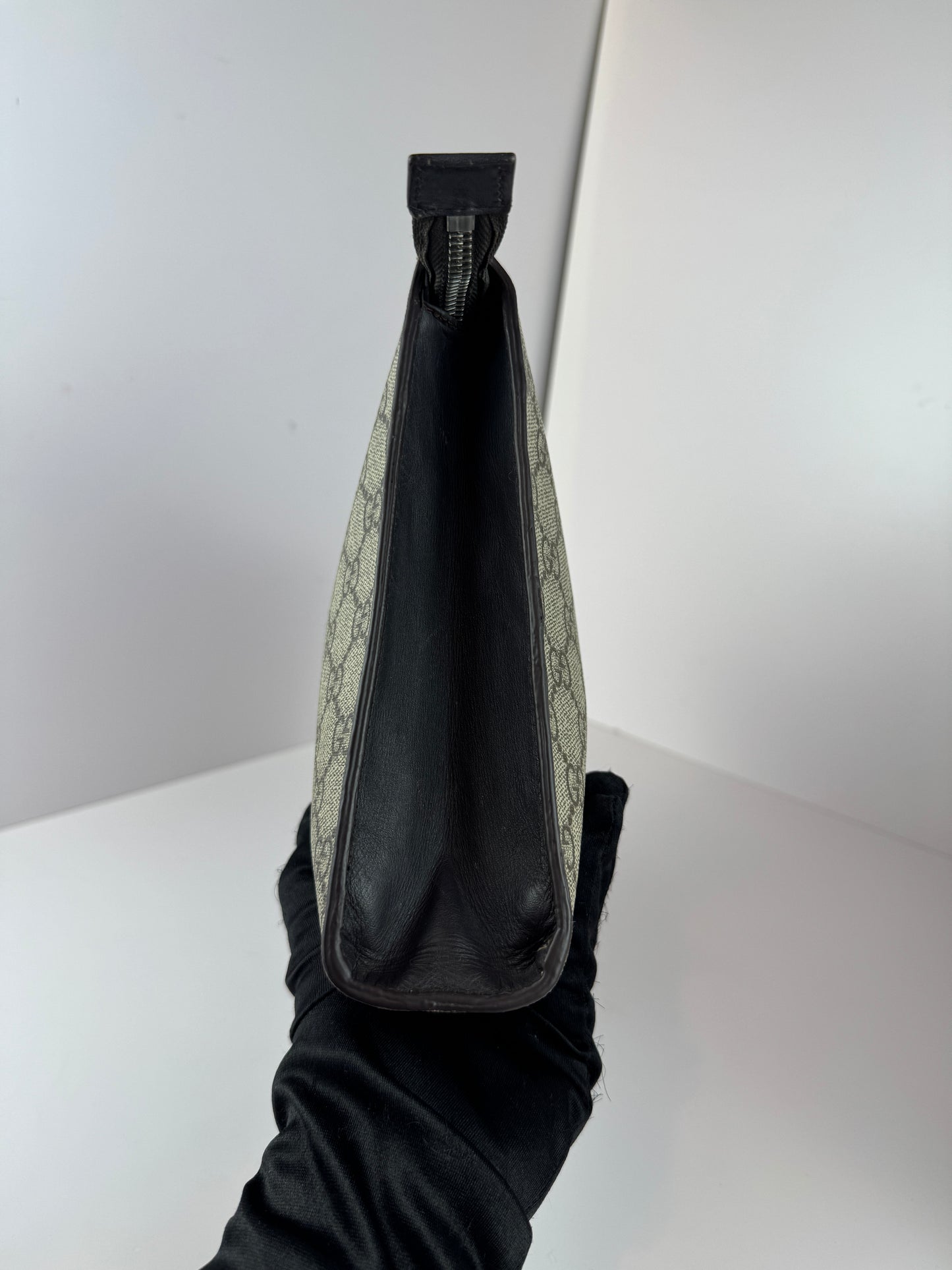 GUCCI Web Clutch GG Supreme Coated Canvas
