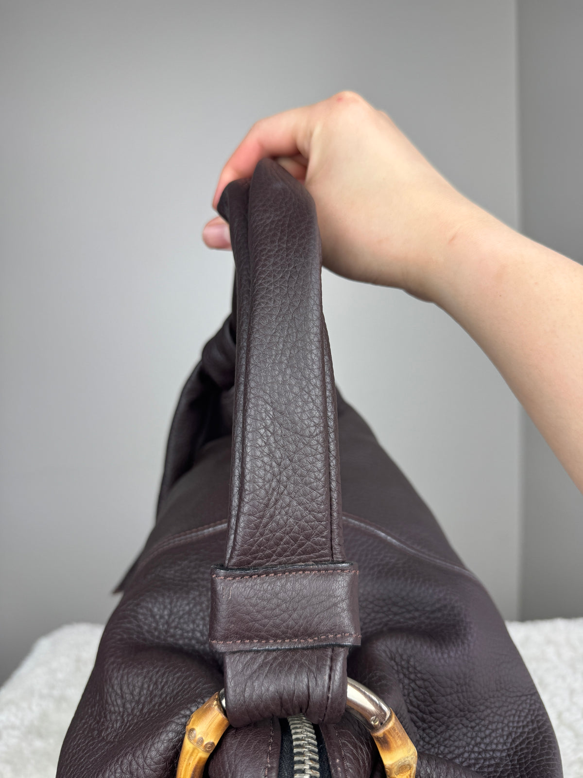 GUCCI bamboo hobo leather brown