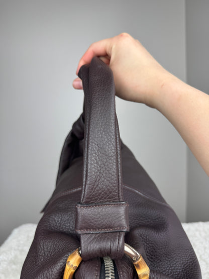 GUCCI bamboo hobo leather brown
