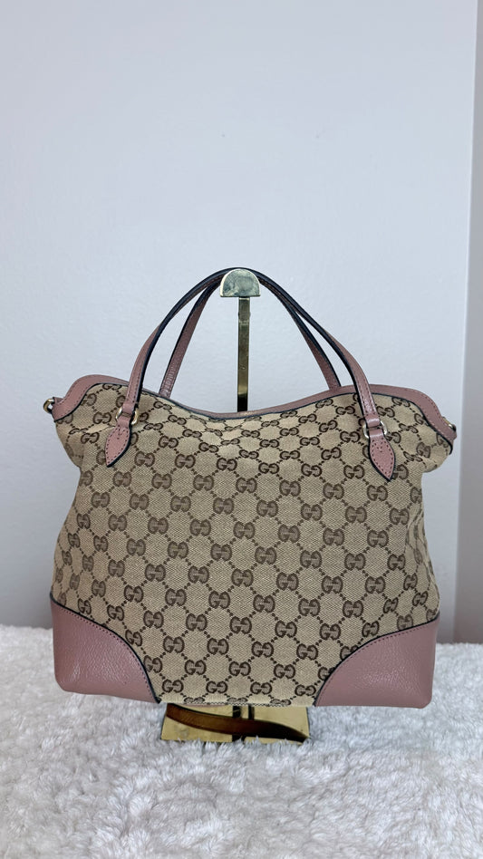 GUCCI Bree Top Handle GG Canvas Pink