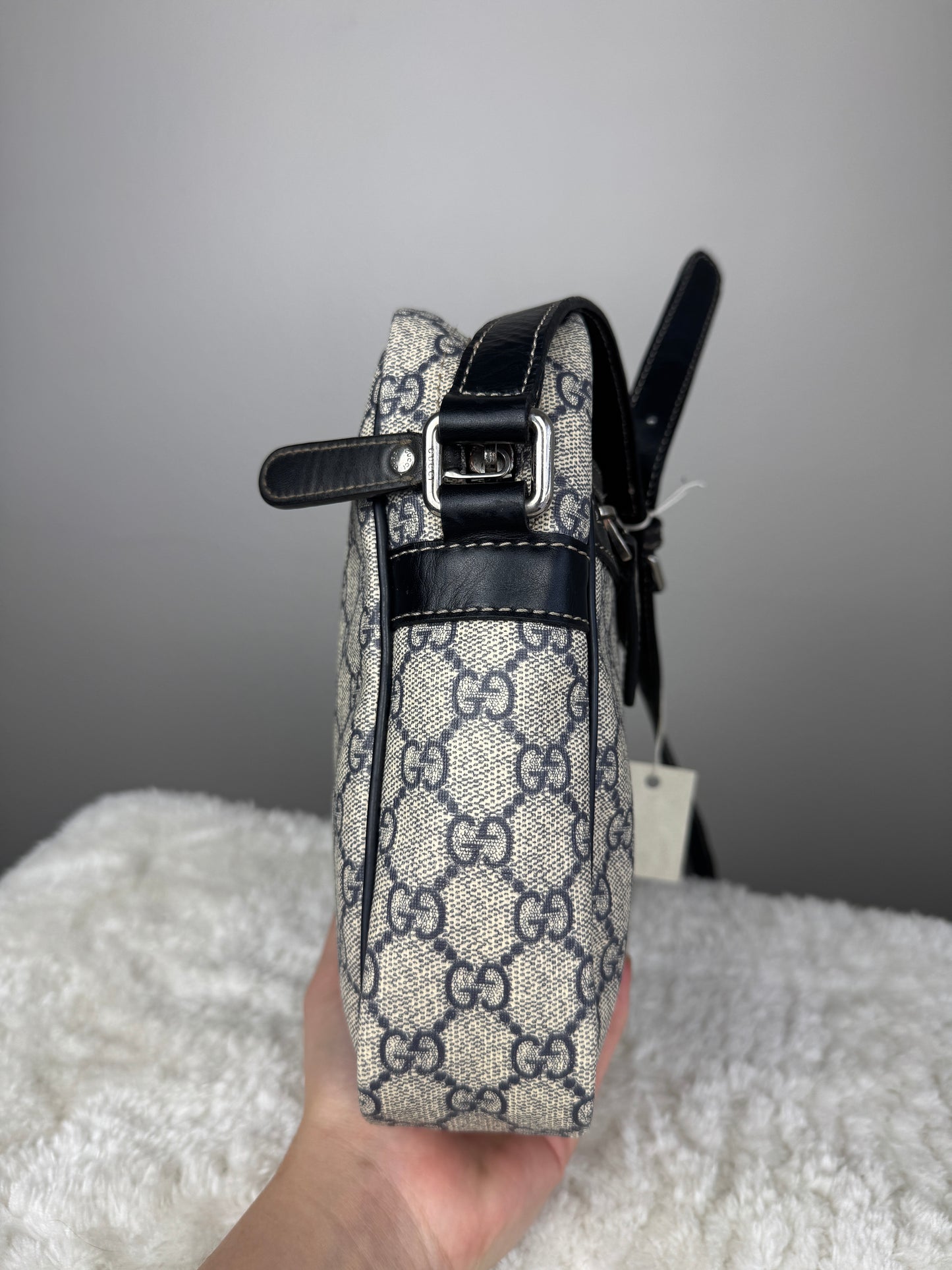 GUCCI Front Zip Small Gg Suprme Coated canvas Navy