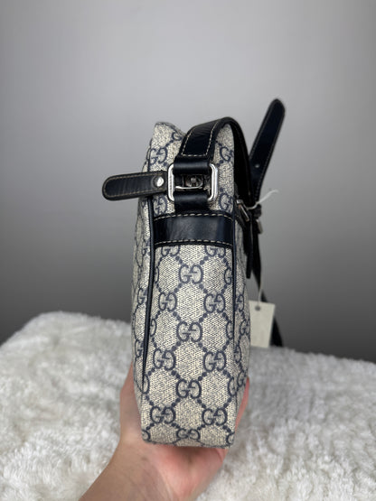 GUCCI Front Zip Small Gg Suprme Coated canvas Navy
