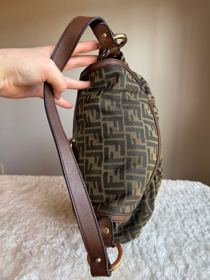 FENDI Pleated Zucca Canvas Shoulder bag