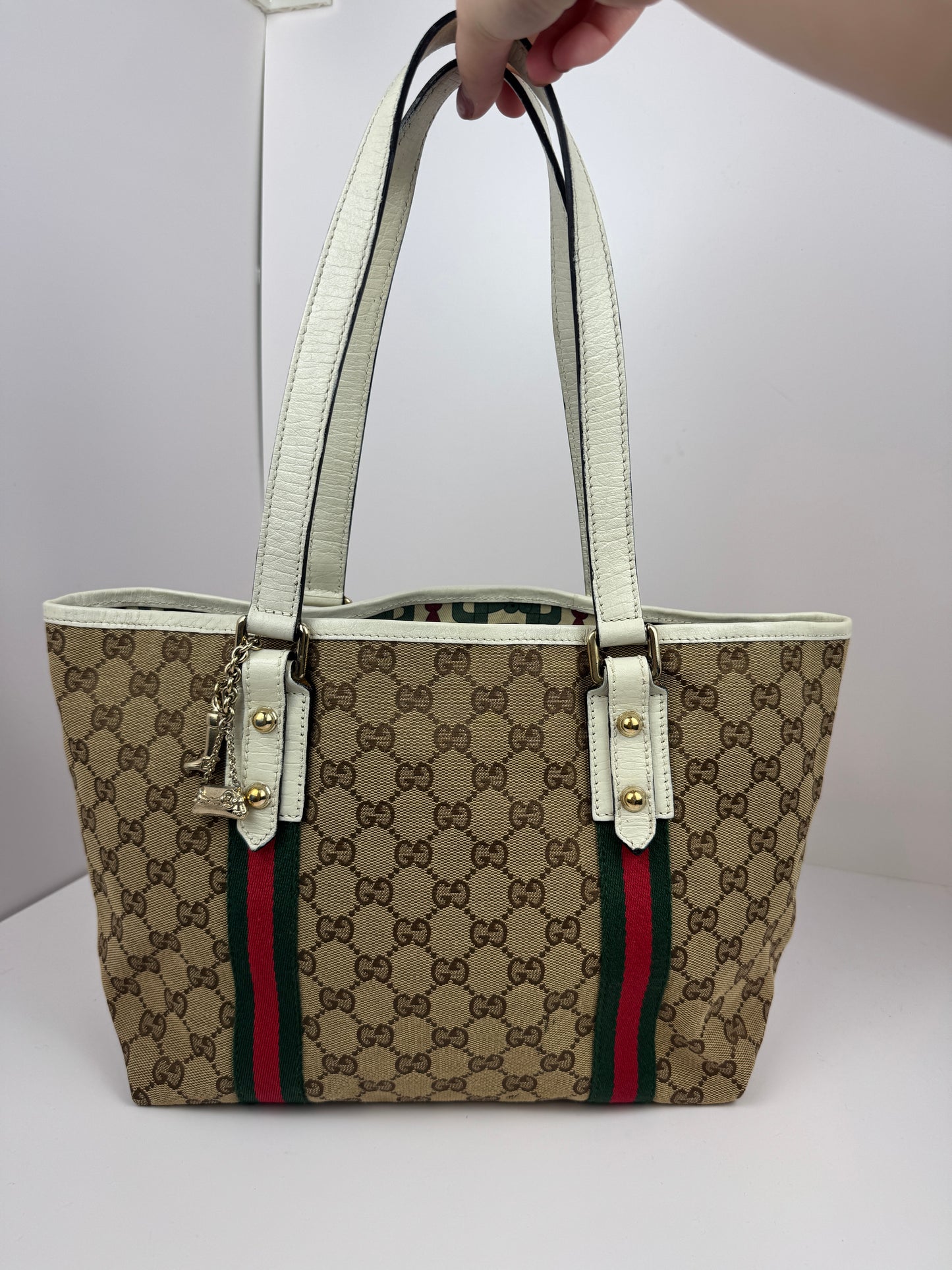 Gucci Web Tote GG Canvas White
