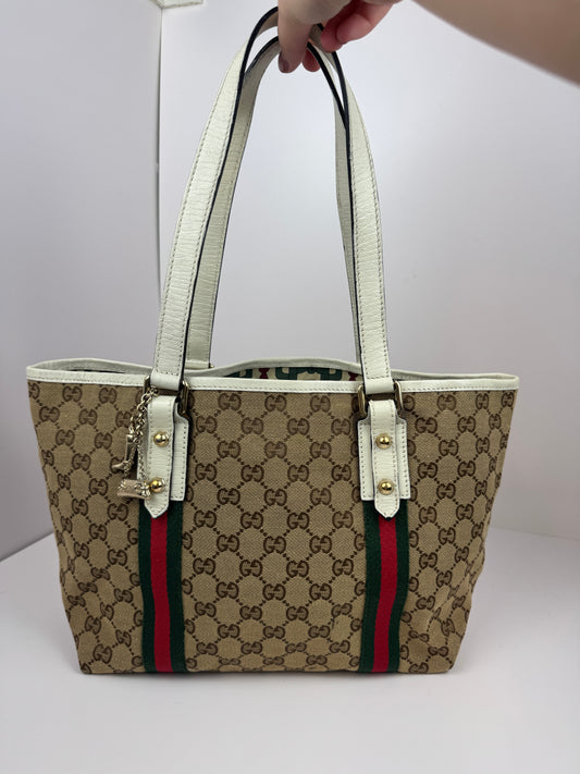 Gucci Web Tote GG Canvas White