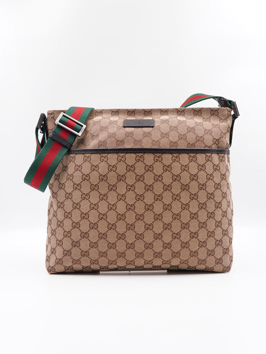 Gucci Web Flat Messenger sherry line strap (Vintage)