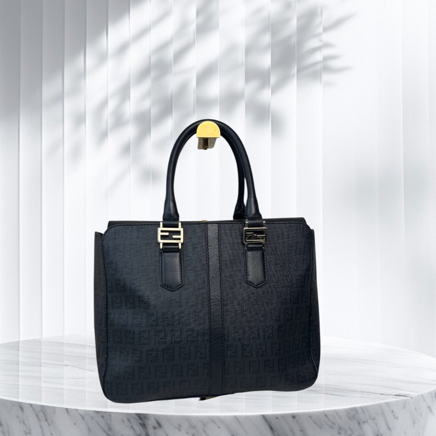 Fendi Zucca Canvas Top Handle Tote Bag