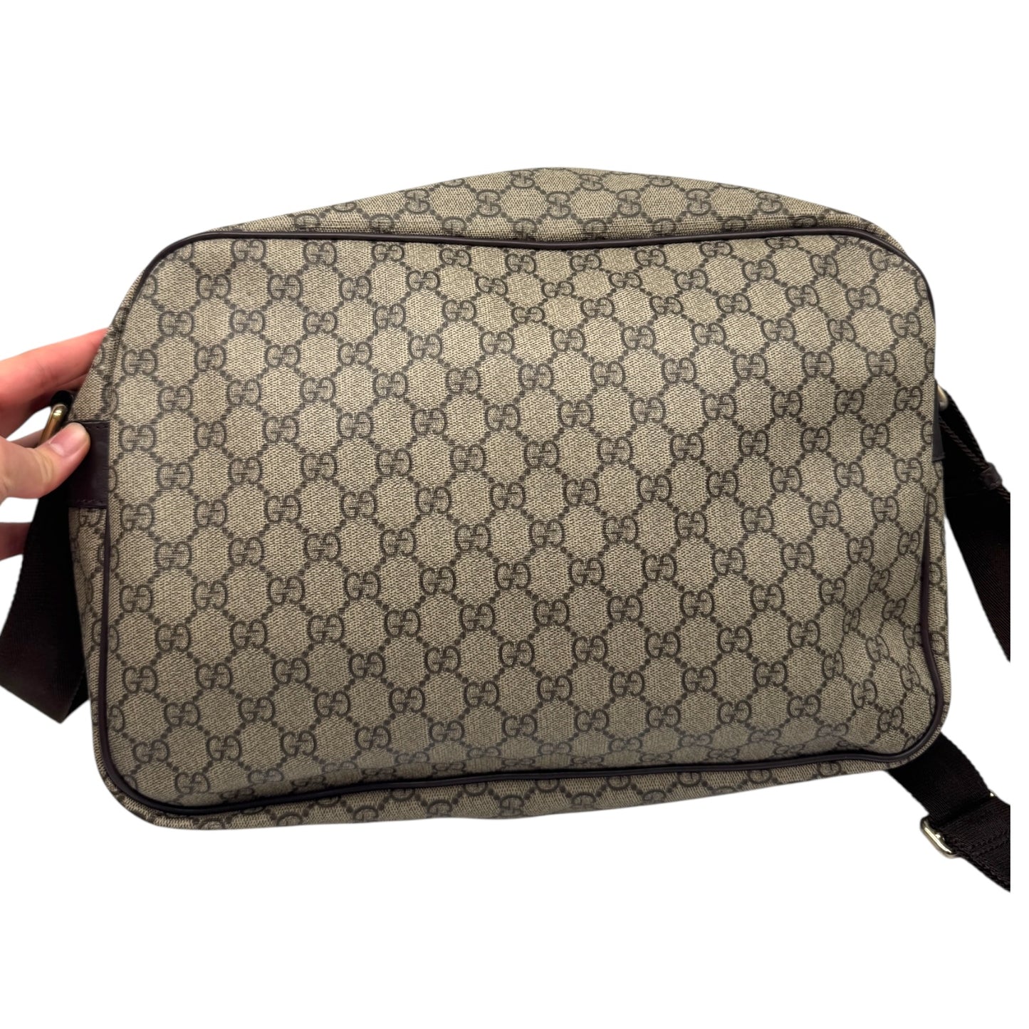 Authentic Gucci Front Zip camera Bag GG Coated