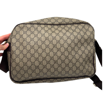Authentic Gucci Front Zip camera Bag GG Coated