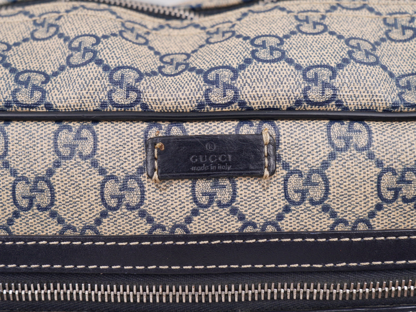 Gucci Front Zip Large Messenger Navy