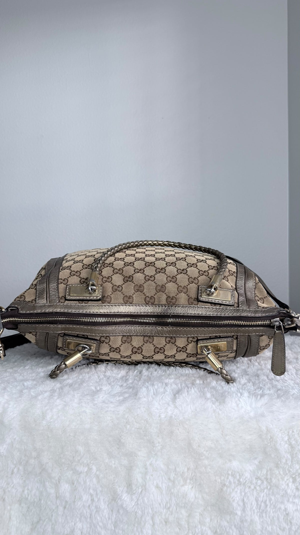 GUCGI Bella Tote GG Canvas Handbag with strap Gold