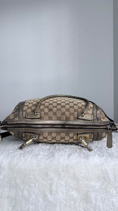 GUCGI Bella Tote GG Canvas Handbag with strap Gold