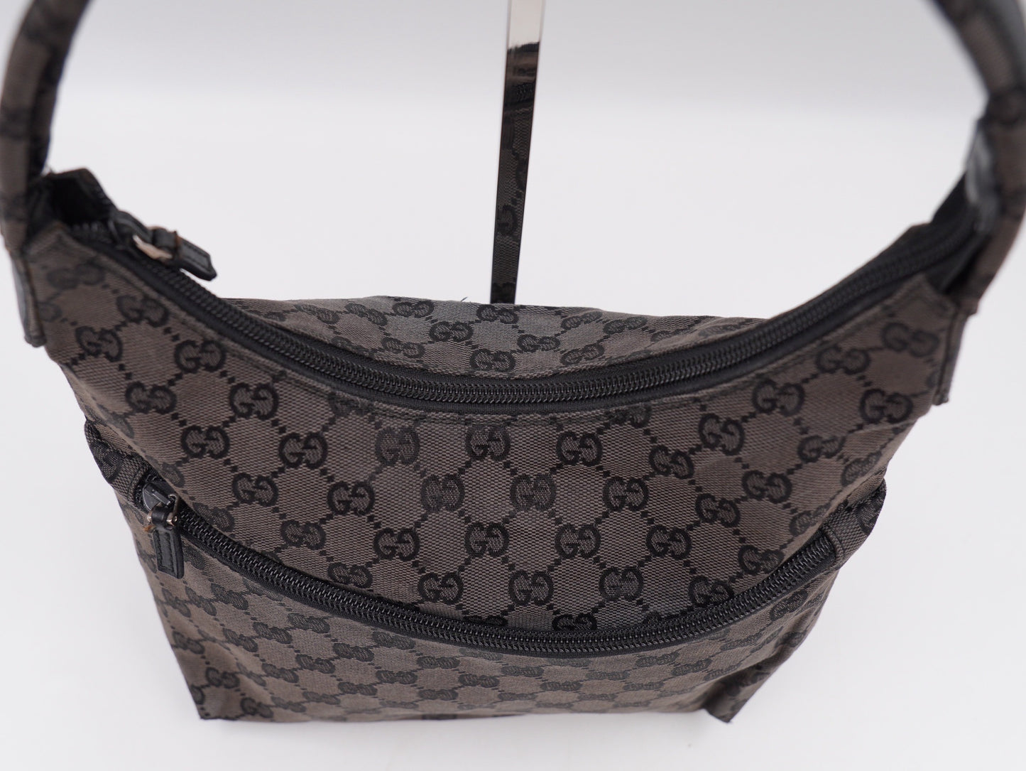 Gucci Black GG Canvas Hobo Shoulder Bag