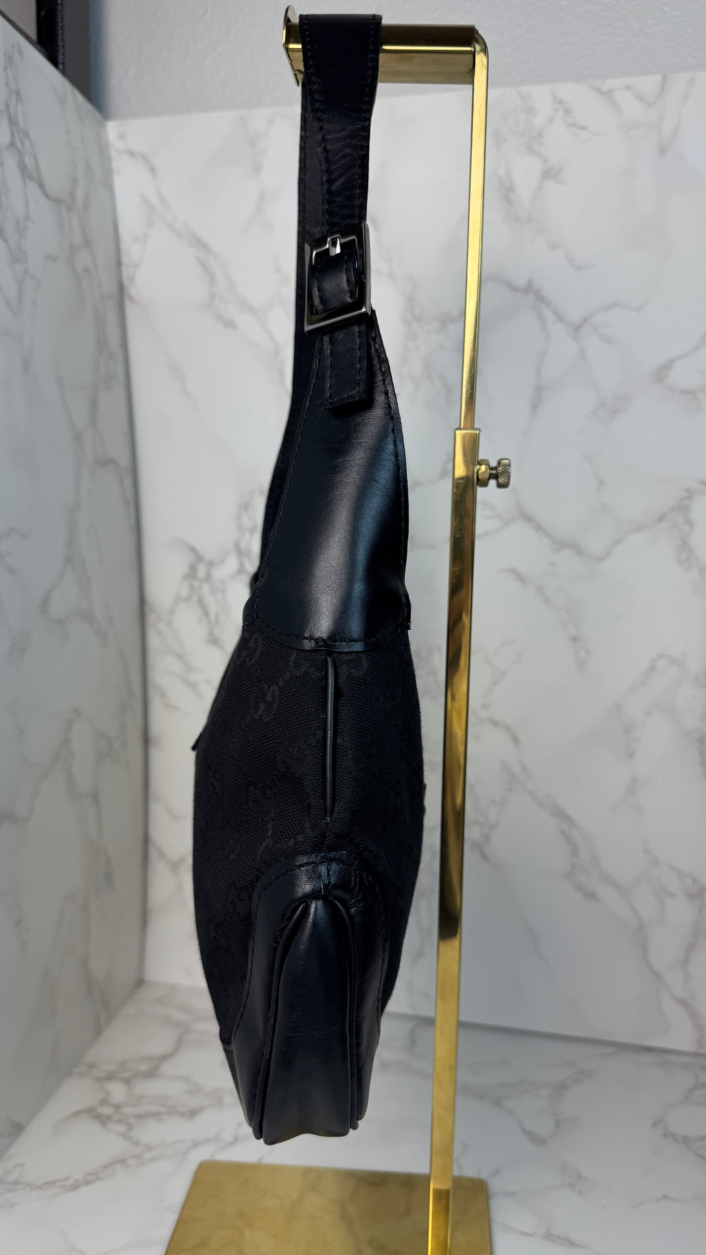 Gucci Jackie Hobo GG Canvas Shoulder Bag Black (Vintage)