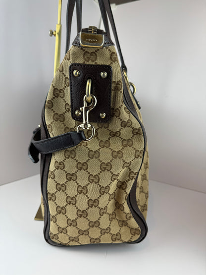Gucci GG Charm Convertible Tote GG Canvas Brown