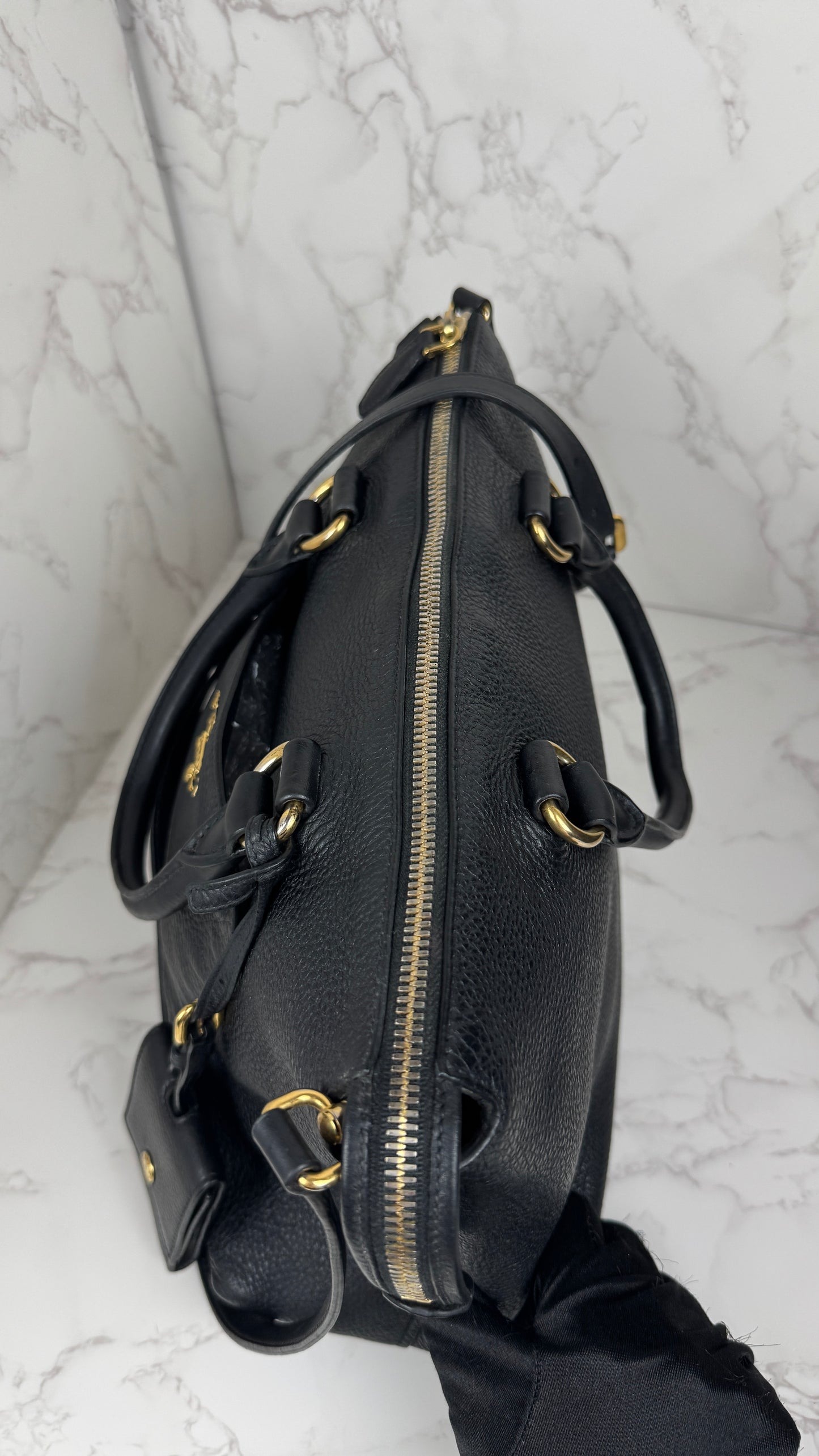 Prada Vitello Daino Leather Tote Black