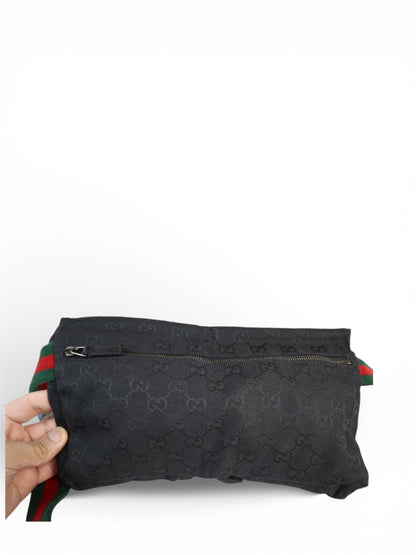 Gucci Double Belt Bag Web Strap Black