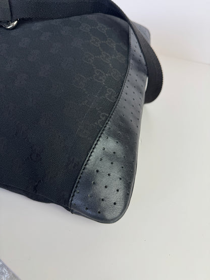 GUCCI Front pocket Messenger GG Canvas with Perforated Leather medium