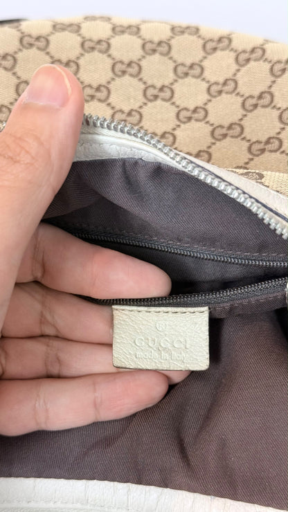 GUCCI Web bow Hobo GG Canvas white
