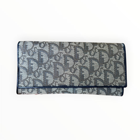Christian Dior Trotter long wallet in navy blue Monogram