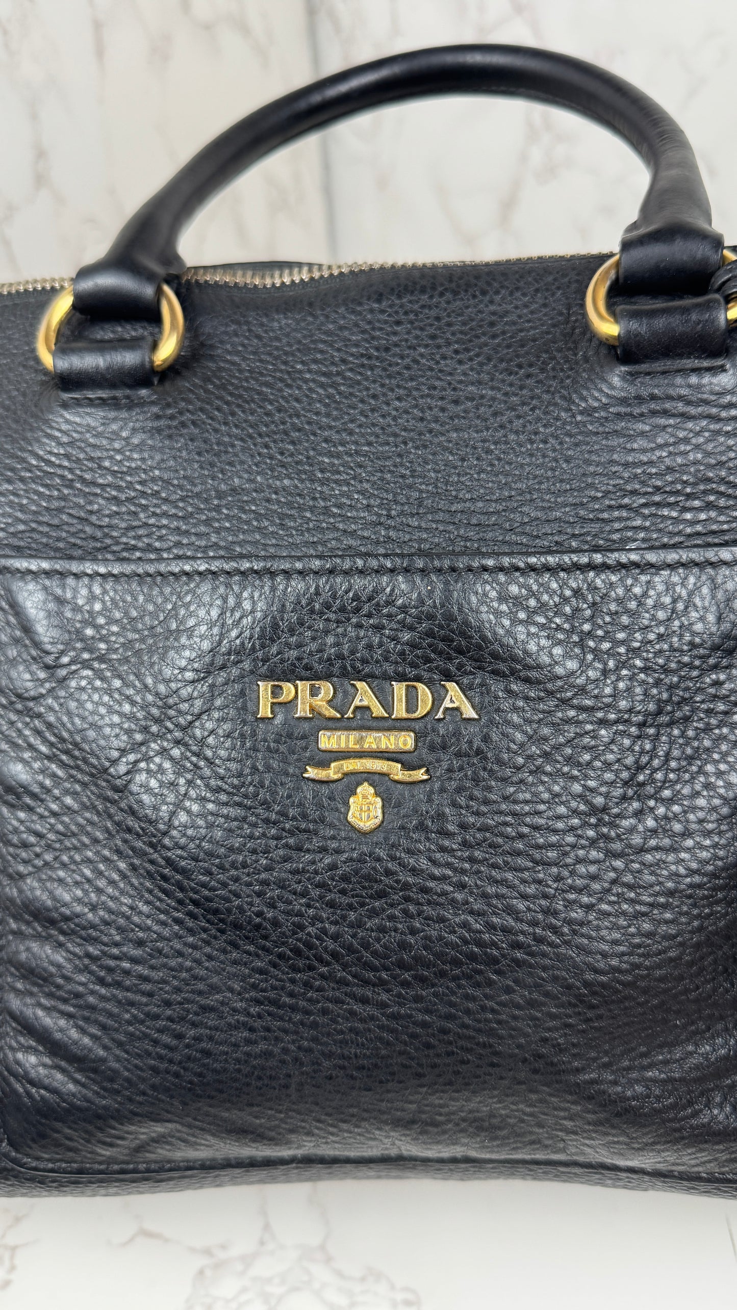 Prada Vitello Daino Leather Tote Black
