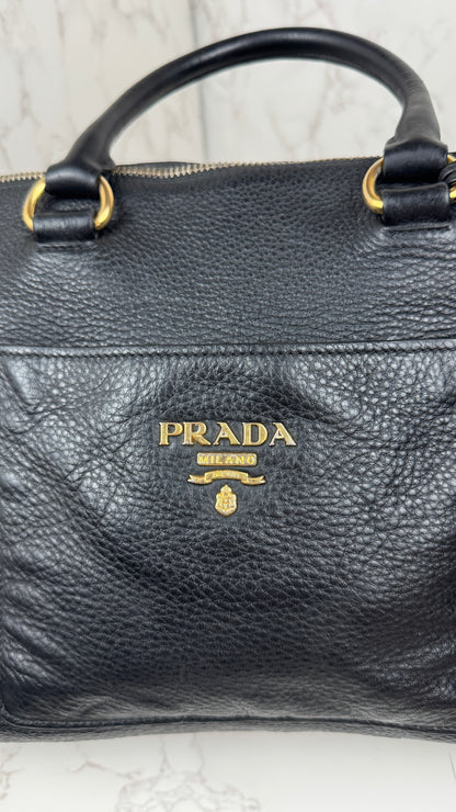 Prada Vitello Daino Leather Tote Black