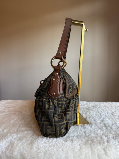 FENDI Pleated Zucca Canvas Shoulder bag