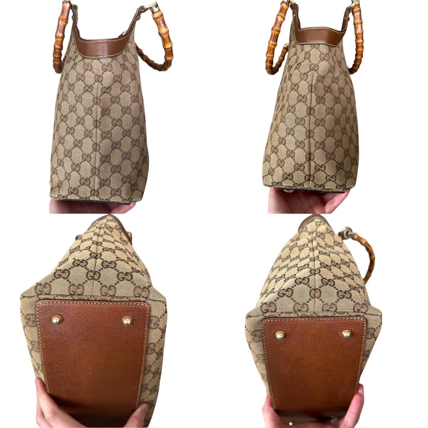 Gucci GG Canvas Top Handle Bamboo Brown