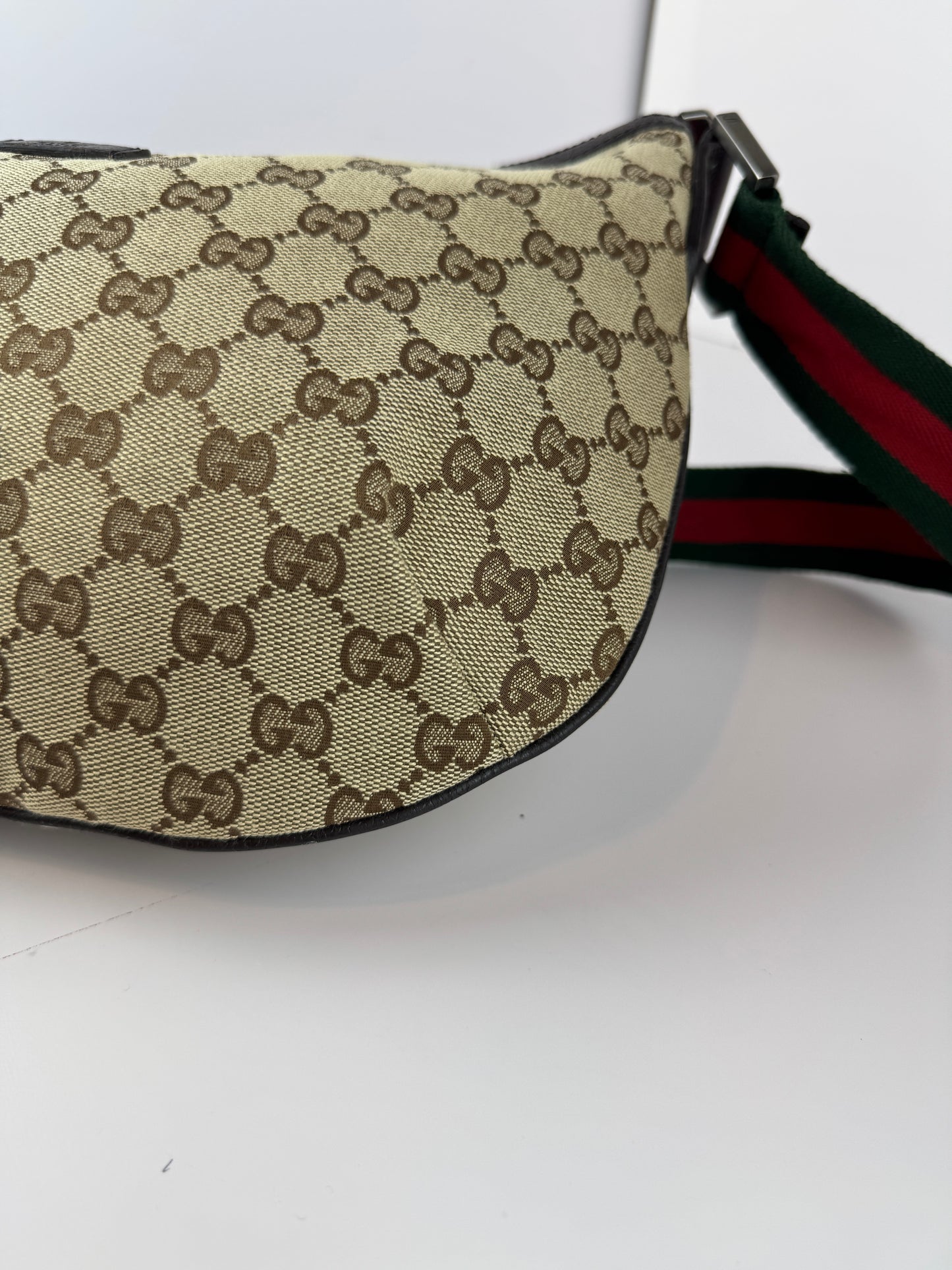 Gucci Web Halfmoon Crossbody GG Canvas