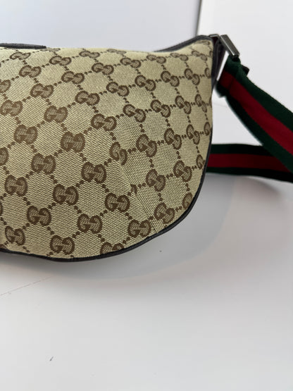 Gucci Web Halfmoon Crossbody GG Canvas