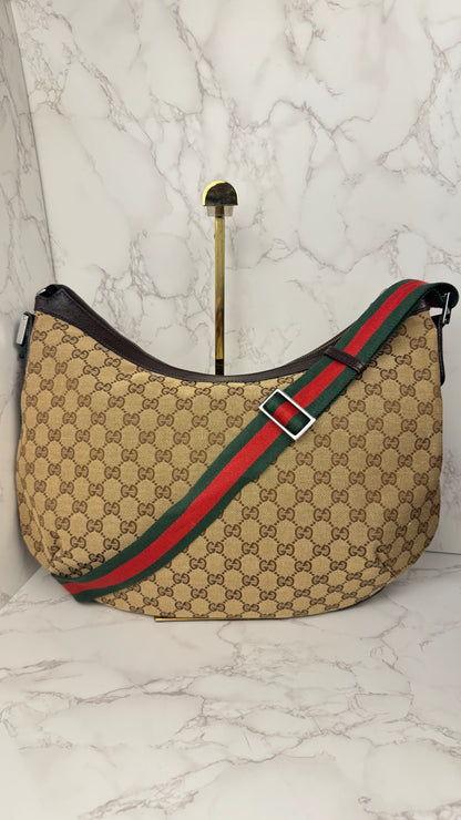 Gucci Half Moon Saddle Zip Crossbody GG Canvas Large