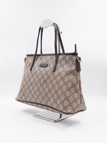 Gucci Small Tote W Strap GG Coated Canvas Brown