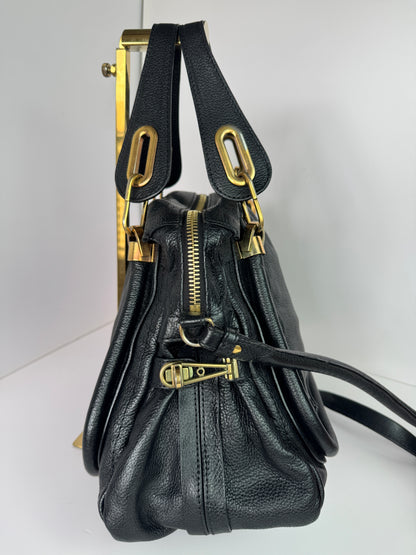 CHLOE Paraty Top Handle Bag Medium Leather Black